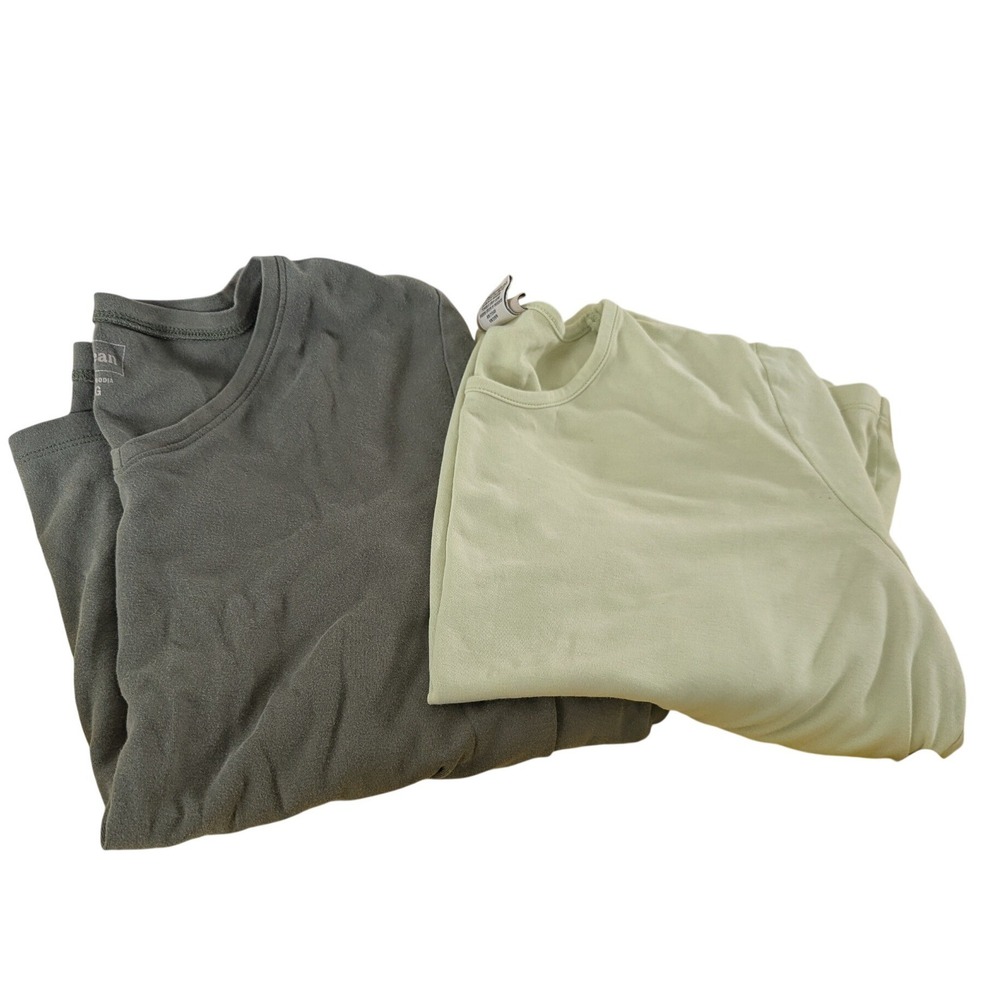 2 LL Bean Women's Green long,  3/4 Sleeve Basic Everyday T Shirt Top